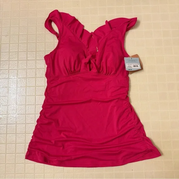 Womens Ruffle Flounce Tankini Top
- Shade & Shore Pink Size L - Picture 2 of 6